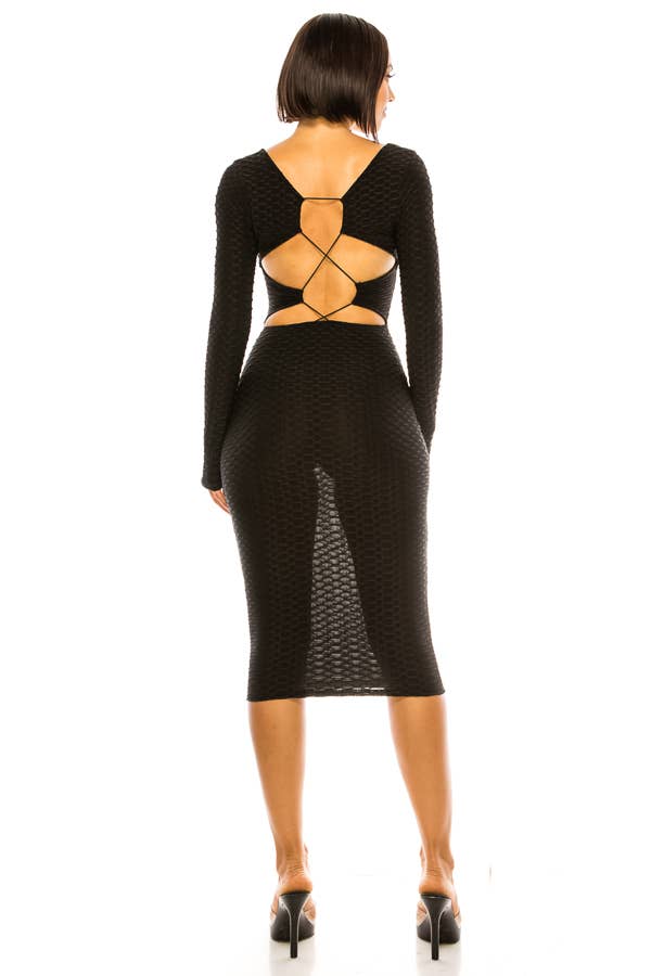 HONEYCOMB OPEN BACK DRESS
