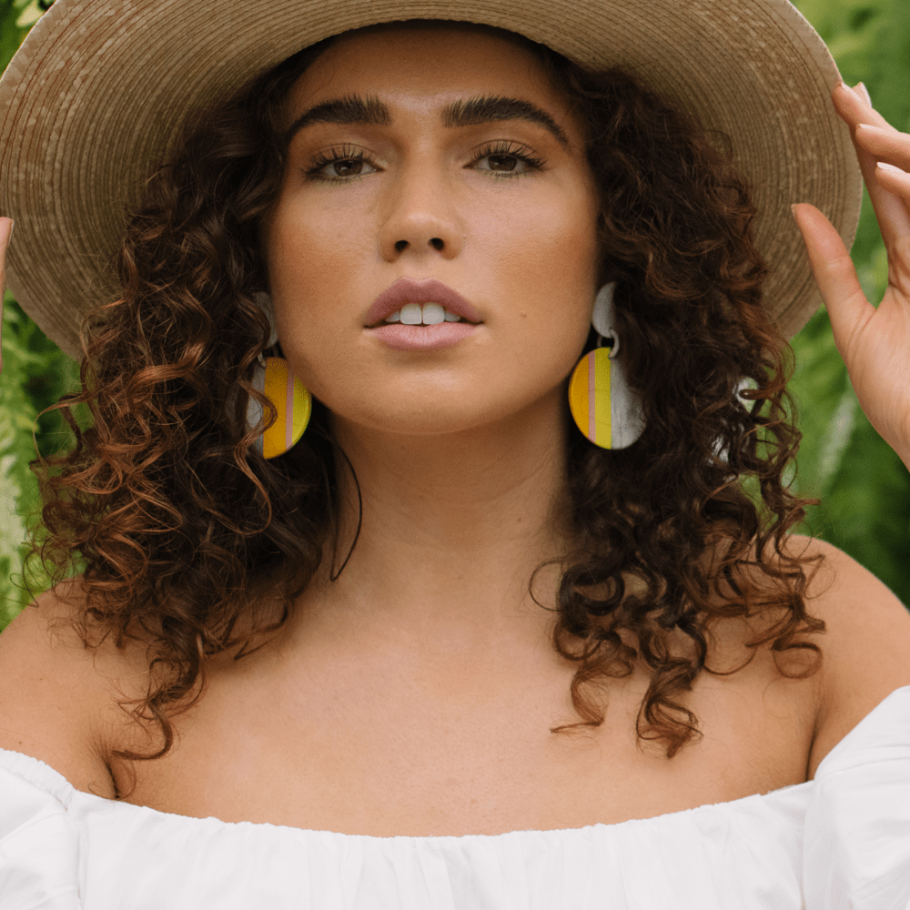Banana Yellow Circle Stripe Earrings