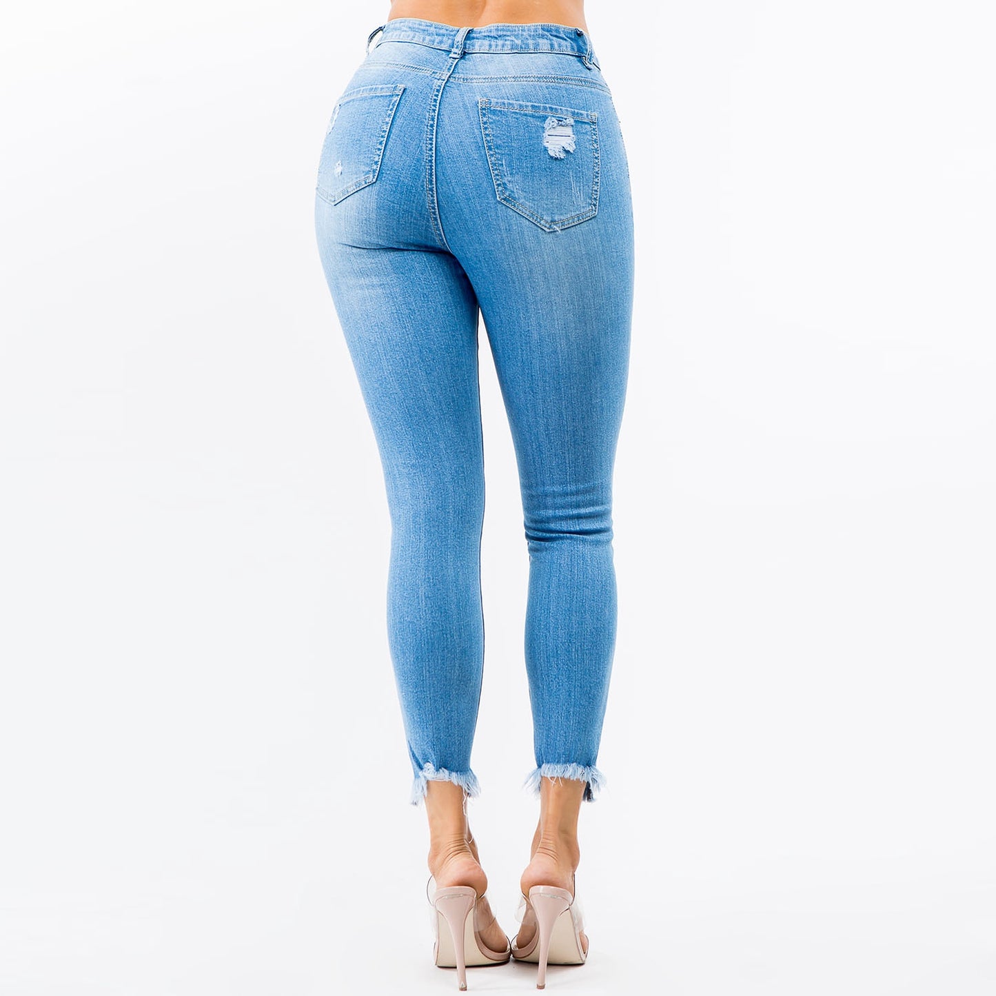 High Waist Distressed Skinny Jeans