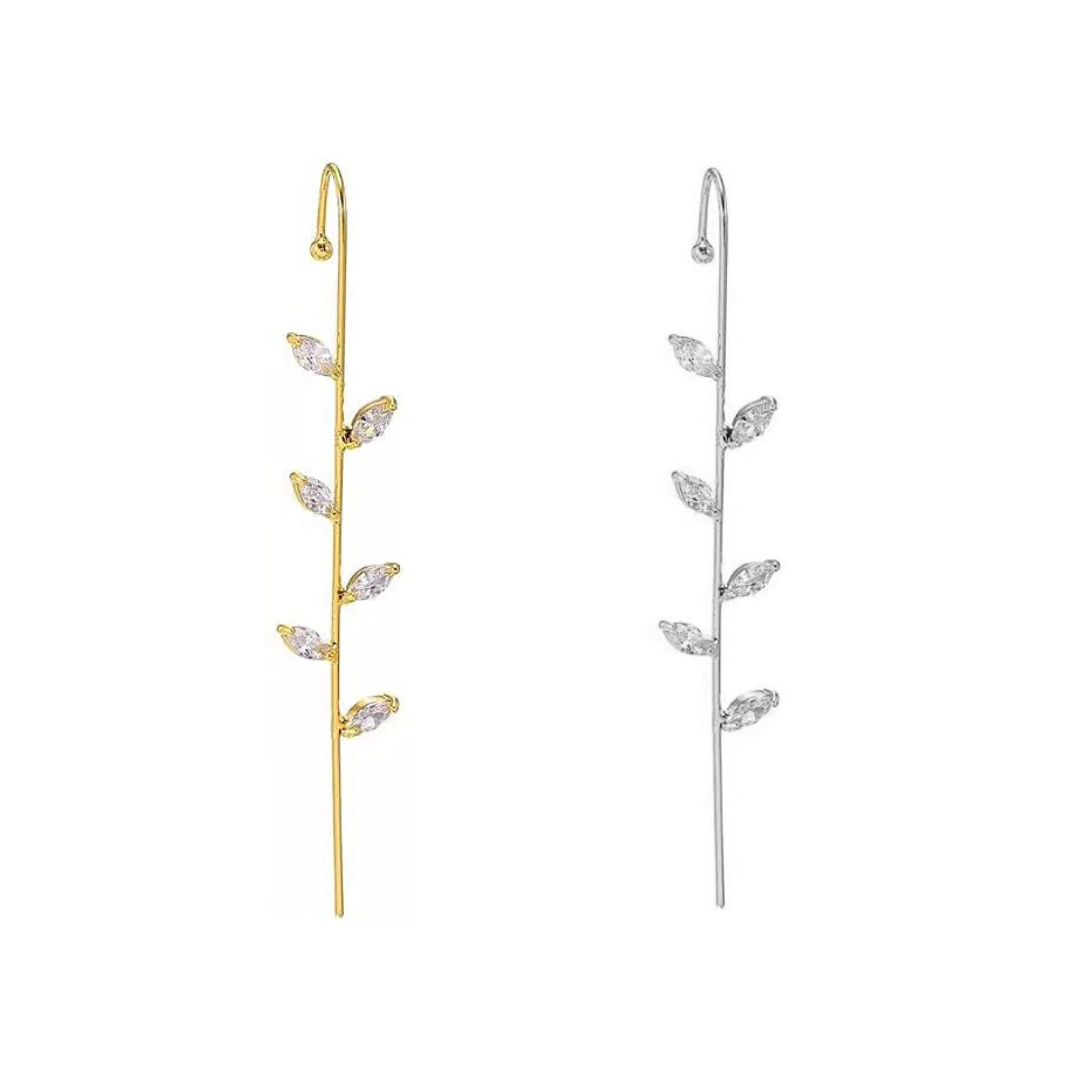Leaf Floral Edgy Hook Pin Ear Cuff Earring