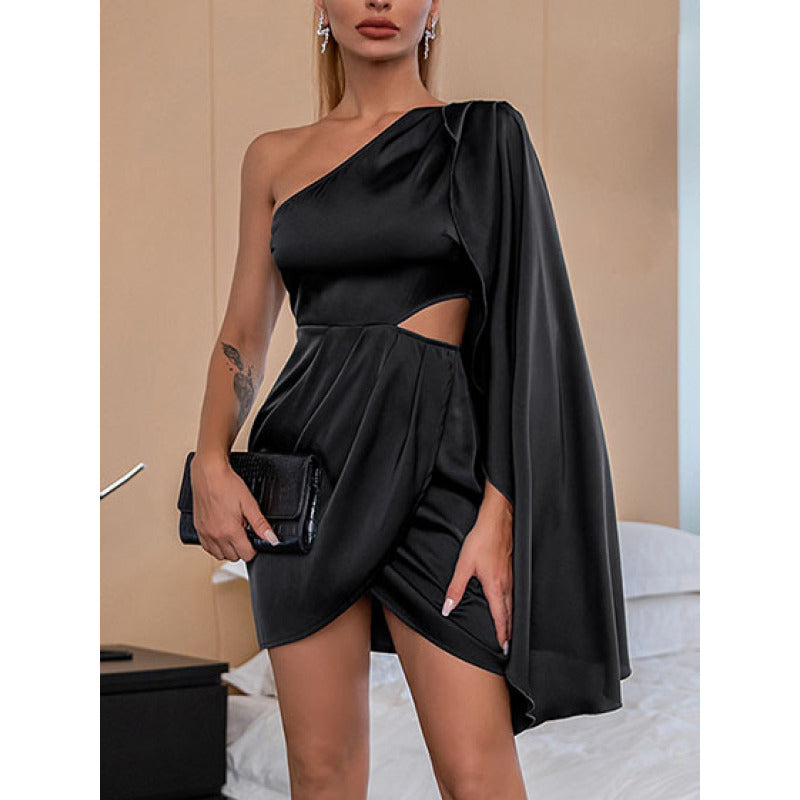 Slanted Shoulder Cutout Dress