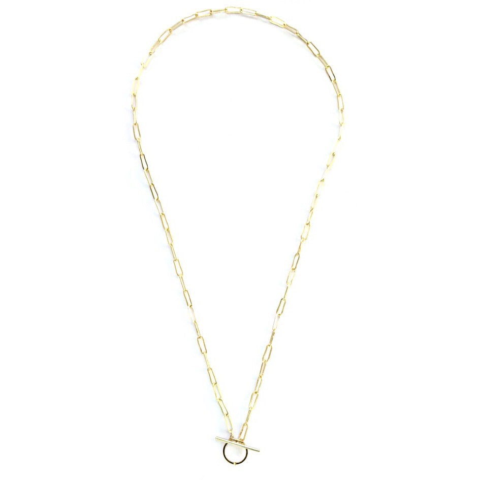 Gold Paper Clip Toggle Clasp Necklace