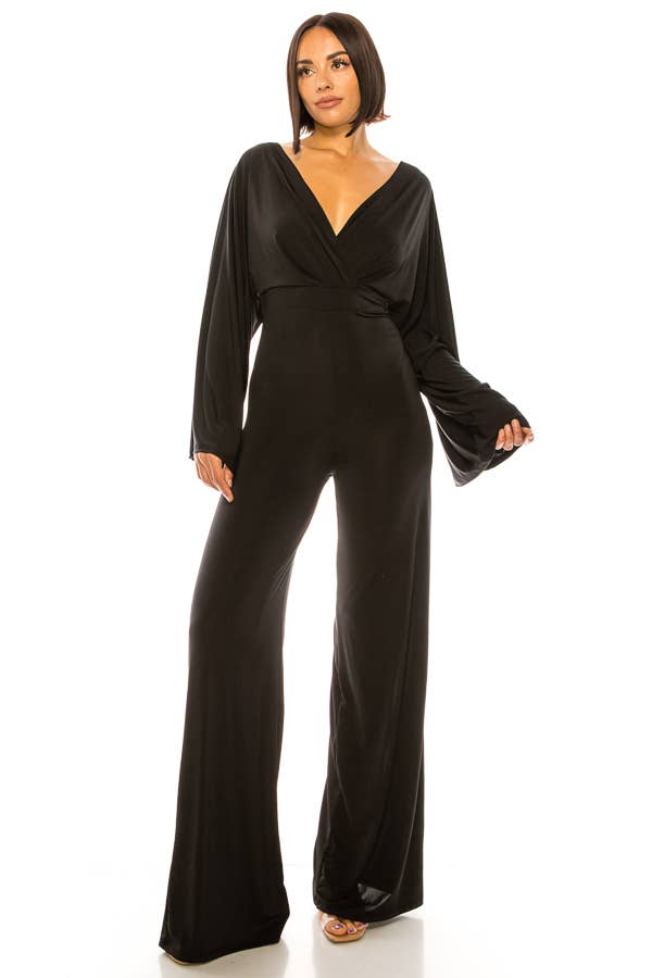 Solid Open Back Tie Jumpsuit