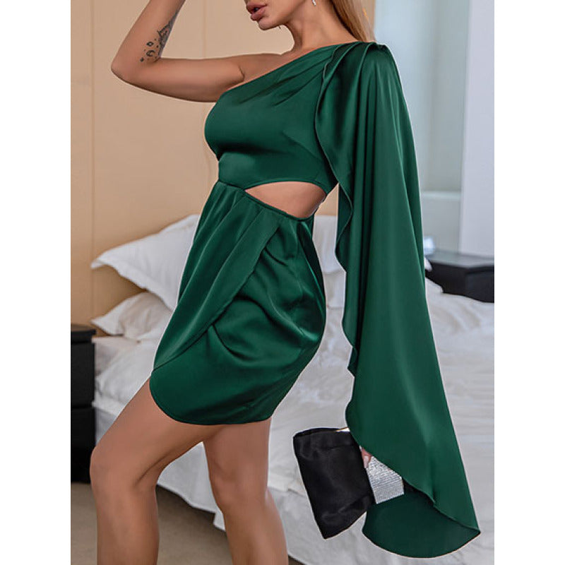 Slanted Shoulder Cutout Dress
