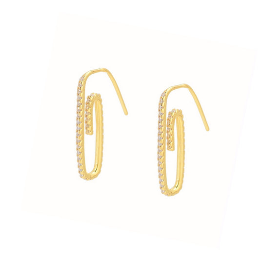 CZ Paper Clip Earrings